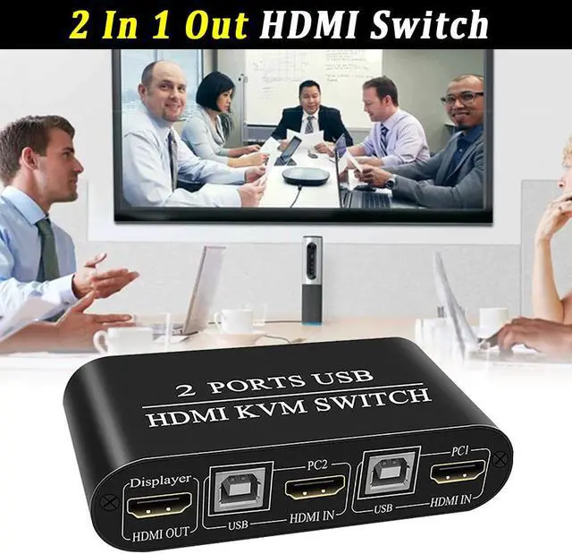 Alt view image 4 of 5 - USB Aluminum Alloy Plug And Play 2 In 1 Out Meeting Universal Laptop For Printer Sharing  KVM Switch Professional