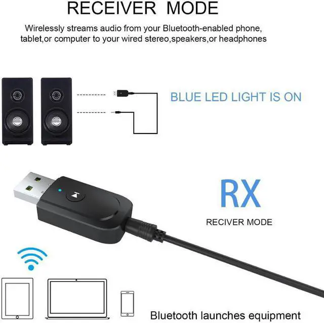 Alt view image 4 of 5 - 5.0 Audio Receiver Transmitter Mini Stereo  Adapter AUX RCA USB 3.5mm Jack For TV PC Car Kit Wireless Adapter