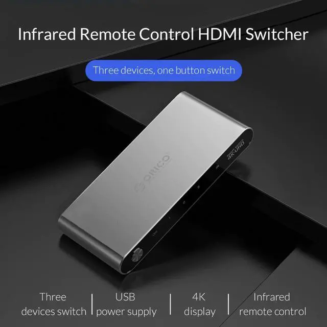 Alt view image 2 of 5 - 2.0 Splitter Switch 3 Port 4K 60Hz 1080P Aluminum Switcher 3 in 1 Out With IR Remote Control for DVD TV Xbox PS3/4