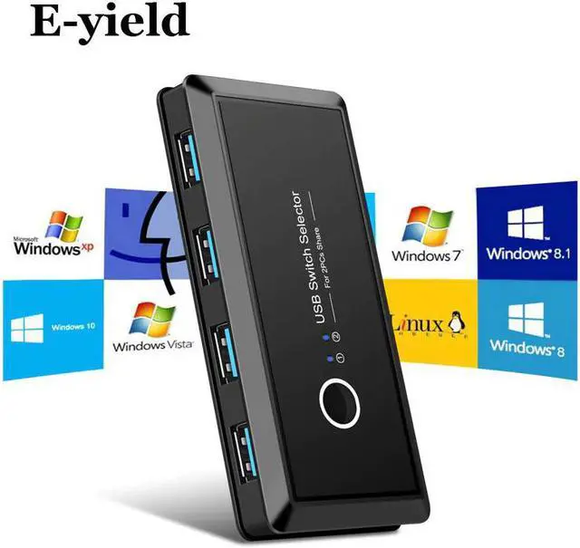 Main image of EYOOLD KVM Switch USB Sharing Switcher 4/2 PCs Share 1 Device 4/2 Port KVM Selector for Keyboard Printer Monitor USB Switch