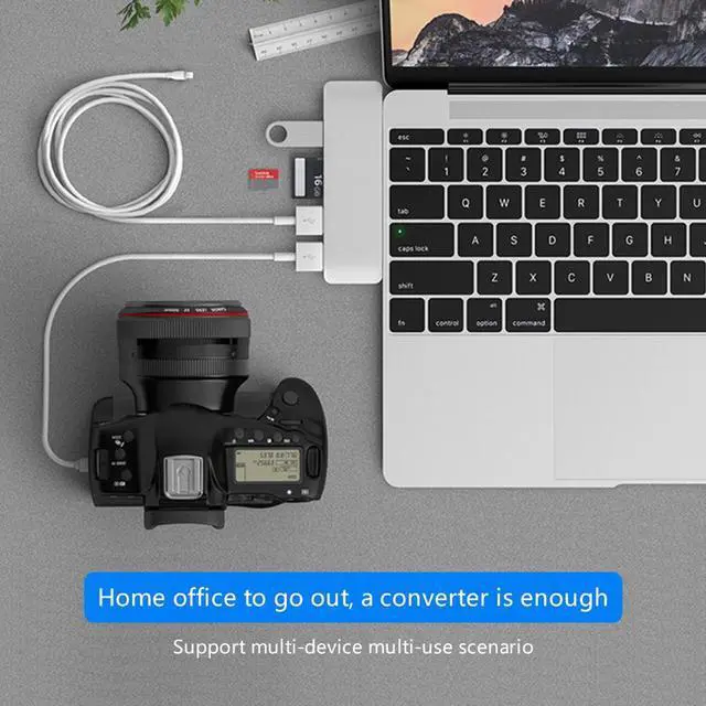 Alt view image 3 of 5 - 3.1 Type-C Hub To Adapter 4K Thunderbolt 3 C Hub with Hub 3.0 TF Reader Slot PD for MacBook Pro/Air 2020