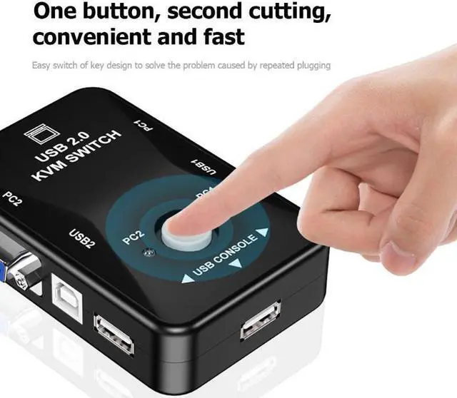 Alt view image 2 of 5 - 2 Port USB Manual KVM Switch Box 2 in 1 Out 1080P VGA Splitter Computer and office accessories