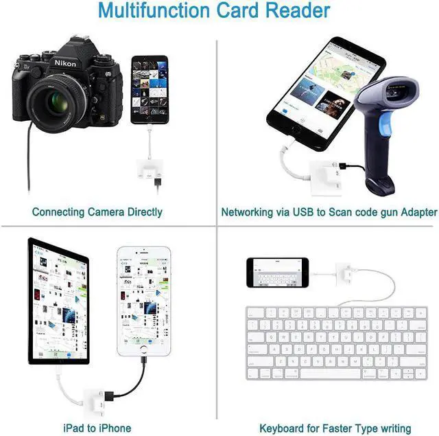 Alt view image 5 of 5 - For Lightning to Premium Ethernet Adapter RJ45 LAN Wired Network Cable USB Camera Reader Overseas Travel Compact for iphone/ipad
