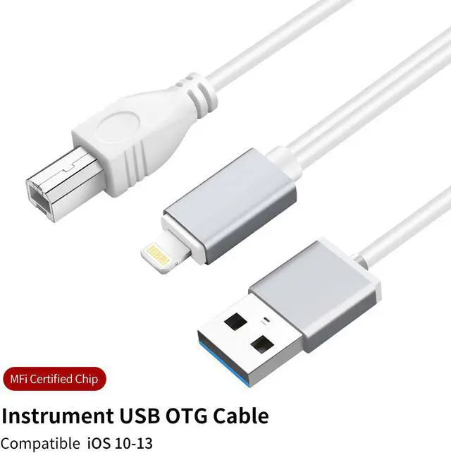 Alt view image 4 of 5 - Cable Type B to Midi OTG and Charging Cable Compatible iOS Devices to Midi Controller Electronic Music Instrument Keyboard