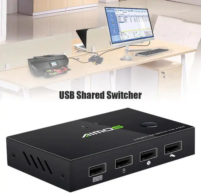 Main image of 2 in 4 out USB2.0 Peripheral Sharing Switch Durable Practical Classic 2 PCs Sharing 4 USB Devices