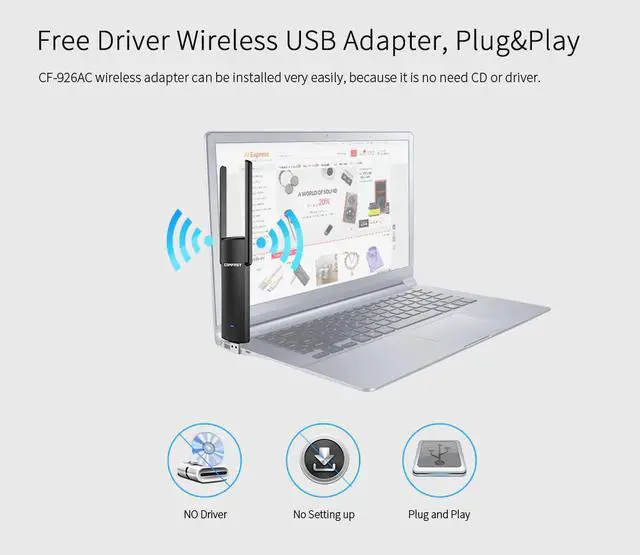 Alt view image 5 of 5 - 1200Mbps 5Ghz 2.4Ghz USB Wifi Adapter USB3 Dual Band MT7612U Wifi Antenna Dongle LAN Adapter For Windows Desktop/Laptop/PC
