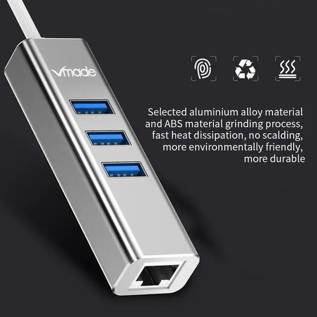 Alt view image 4 of 5 - 3 in 1 Type C To USB 3.0 With Rj45 Gigat Ethernet Network USB C HUB Adapter Thunderbolt 3 For MacBook Pro P20