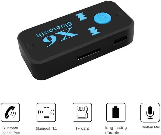 Alt view image 3 of 5 - Car Bluetooth Audio Receiver 3 in 1 3.5mm Mini Wireless bluetooth aux adapter Car Transmitter Auto Music Receivers X6