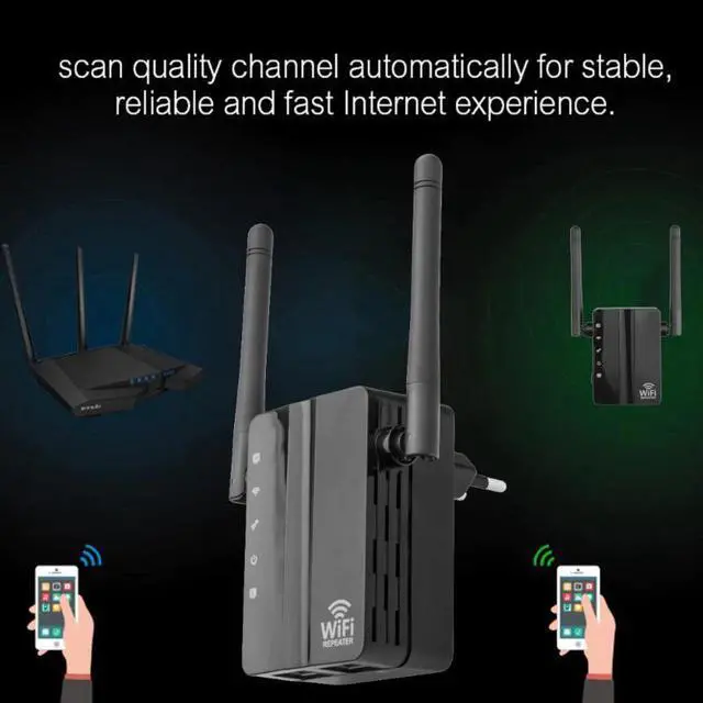 Alt view image 2 of 5 - 2.4G Wireless WiFi Repeater Dual Band 300Mbps Signal Amplifier Booster 2 Antennas WiFi Range Extender Wlan LAN Port Router