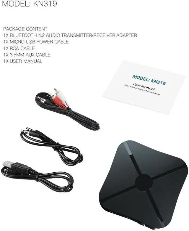 Alt view image 5 of 5 - 2 IN 1 Bluetooth 4.2 Receiver and Transmitter Audio with 3.5MM AUX Audio Bluetooth Wireless Adapter for Home TV MP3 PC