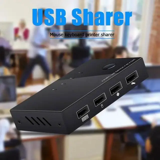 Alt view image 4 of 5 - KVM Switch Box  2.0 Switcher 4 Port PCs Sharing 2 Devices Button Switching for Keyboard Mouse Printer Monitor