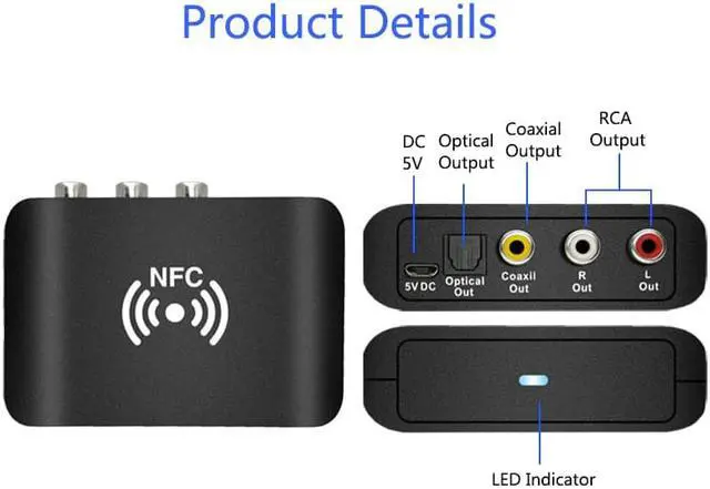 Alt view image 4 of 5 - Bluetooth 5.0 Receiver APTX HD DAC Wireless Digital Audio Adapter Low Latency SPDIF Coaxial RCA Output