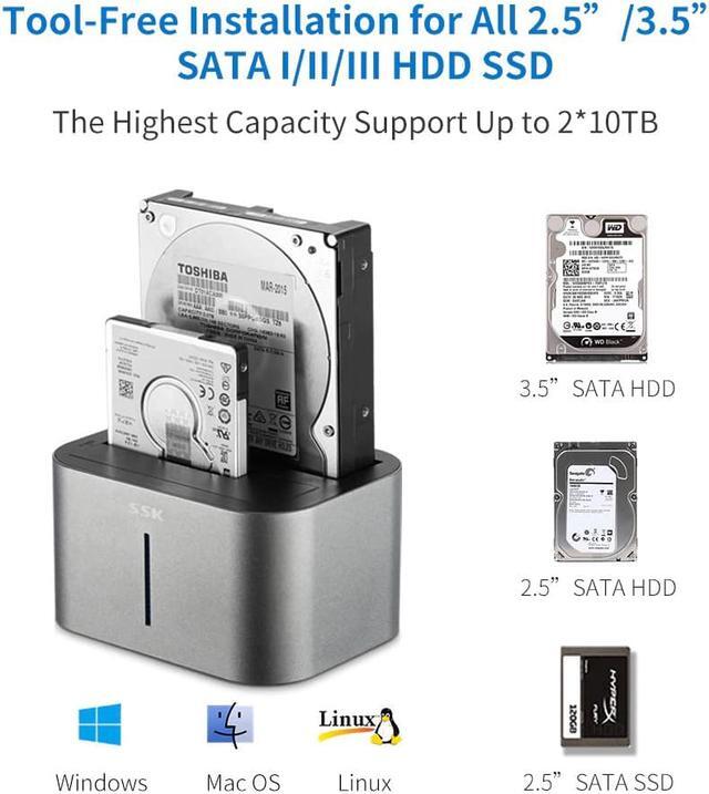 Alt view image 3 of 5 - Aluminum 2-Bay HDD Docking/Dock Station HD Dual SATA to Usb 2.0 2.5 3.5 External Hard Drive Reader Housing Case HD Box