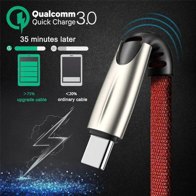 Alt view image 4 of 5 - Type C Cable Fast Quick Charge QC 3.0 Cavo for  Mi 9t 9 SE 8 A3 CC9 Redmi note 8 7 K20 Pro 7 QC3.0 flat Noodle cable