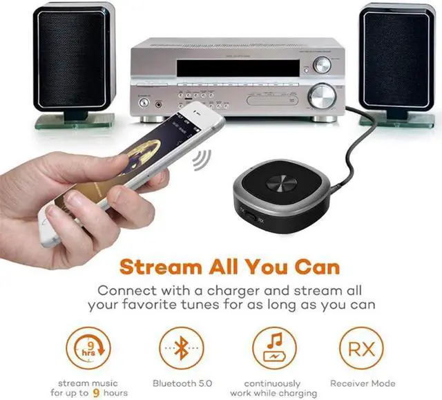 Alt view image 5 of 5 - Bluetooth 5.0 Audio Receiver Transmitter Aptx HD Low Latency 3.5mm Aux RCA Wireless Adapter With Mic for TV PC Headphones