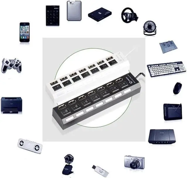 Alt view image 4 of 5 - USB HUB 7 Port USB 3.0 Splitter Cable Adapter Multi USB HUB Expander With Switch Multiple Hub Socket for Laptop PC