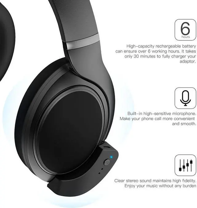 Alt view image 4 of 5 - aptX HD599 Bluetooth Adapter For Sennheiser HD599 HD579 HD569  Wireless Adapter Receiver Bluetooth Cable Cord