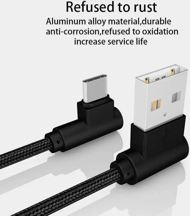 Alt view image 4 of 5 - 20cm Fast Charging Short Micro USB Cable USB to Type C Elbow 90 Degree Cables Type-C USB C For    Smartphones