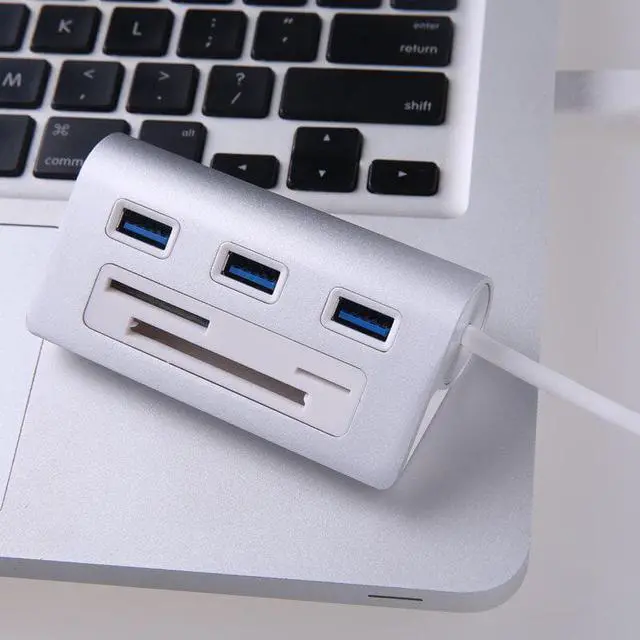 Alt view image 3 of 5 - HS0023 USB 3.0 HUB High Speed Aluminum  3.0 Card reader Hubs Power Interface TF SD CF Card Reader iMac PC for Macbook