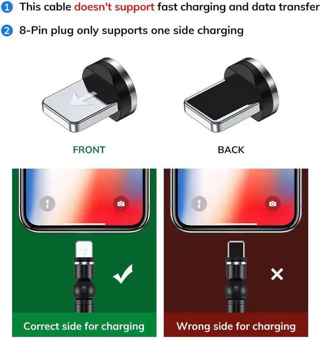 Alt view image 4 of 5 - 540 Rotate Magnetic Cable USB Type C Cable Magnetic Charging Micro USB Cable for iPhone 7 8 11 6 Plus XR XS