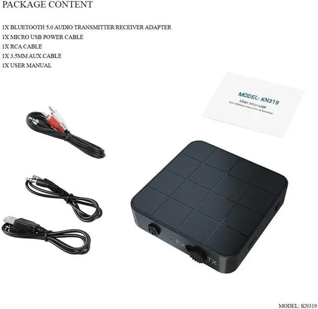 Alt view image 3 of 5 - 5.0 Audio Receiver Transmitter 2 IN 1 3.5mm AUX Jack RCA Stereo Music Wireless Adapter For TV Car Speakers Portable