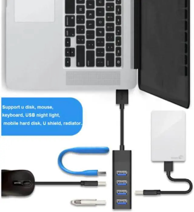 Alt view image 3 of 4 - 4-in-1 Type-C Multiple Ports USB 3.0 Super Speed Hub Adapter with Cable 4-In-1 USB Extention Transfer for PC MacBook Pro