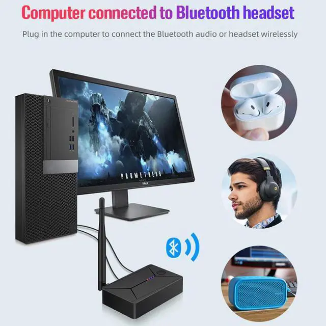 Alt view image 3 of 5 - Bluetooth 5.0 Audio Transmitter 3.5mm AUX Coaxial optical Fiber Jack Stereo Wireless Adapter For TV PC Bluetooth Speakers