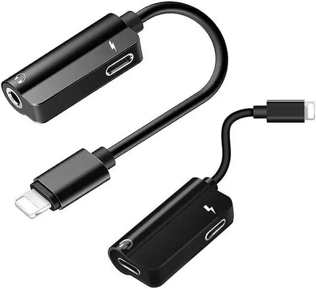 Alt view image 2 of 5 - Headphone Charging Dual Adapter Splitter For iPhone XR XS X 7 8 Plus For 3.5mm Jack to Earphone AUX Cable Connector