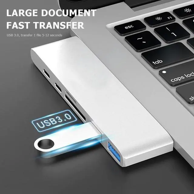 Alt view image 3 of 5 - 7-in-2 USB C HUB Type C to Multi USB 3.0 HUB 4K Adapter Dock for MacBook Pro/Air TF SD Reader USB-C 3.0 Splitter Type C HUB