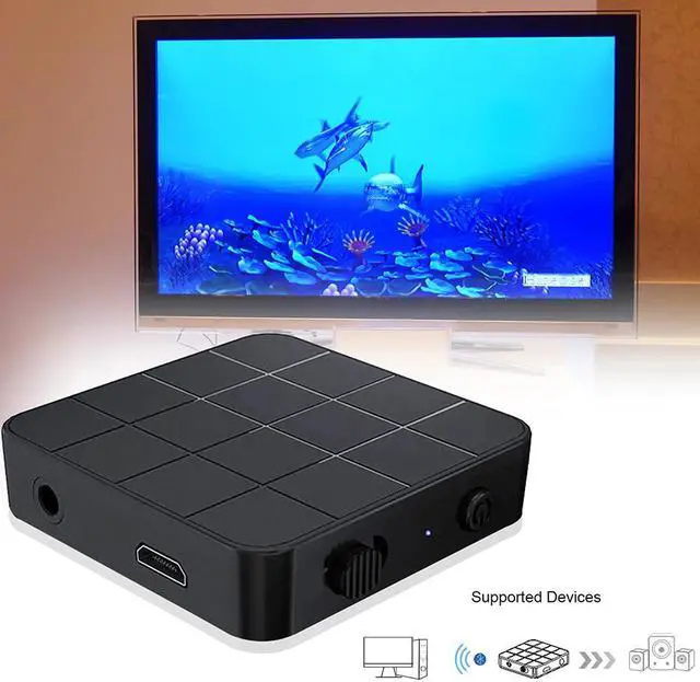 Alt view image 4 of 5 - 2-in-1 Bluetooth 5.0 Audio Transmitter Receiver TV Computer Speaker Car Adapter Stereo Wireless Audio 3.5mm AUX Jack RCA Adapter
