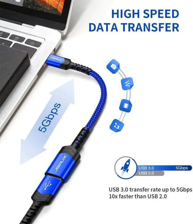 Alt view image 3 of 5 - OTG Type C Cable  USB C Male to USB 3.0 A Female Cable OTG USB C Adapter for MacBook Pro  Type-C Adapter usb+3+otg