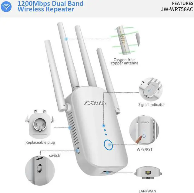 Main image of 1200Mbps Dual Band 2.4+5 ghz Wireless Wifi Router High Power Wifi Repeater Wifi Extender Long Range Wlan Wi-fi amplifier