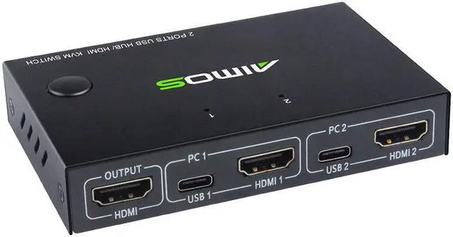 Alt view image 5 of 5 - 4K USB  KVM Switch Box Video Display USB Switcher Splitter for 2 PC Sharing Keyboard Mouse Printer Plug and Play With cable