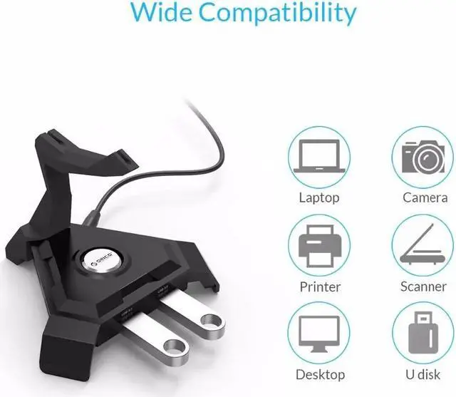 Alt view image 4 of 5 - USB 3.0 HUB With 12V Power Adapter Support 5V2.4A Charging OTG Splitter Mouse Cable Management For Computer Accessories