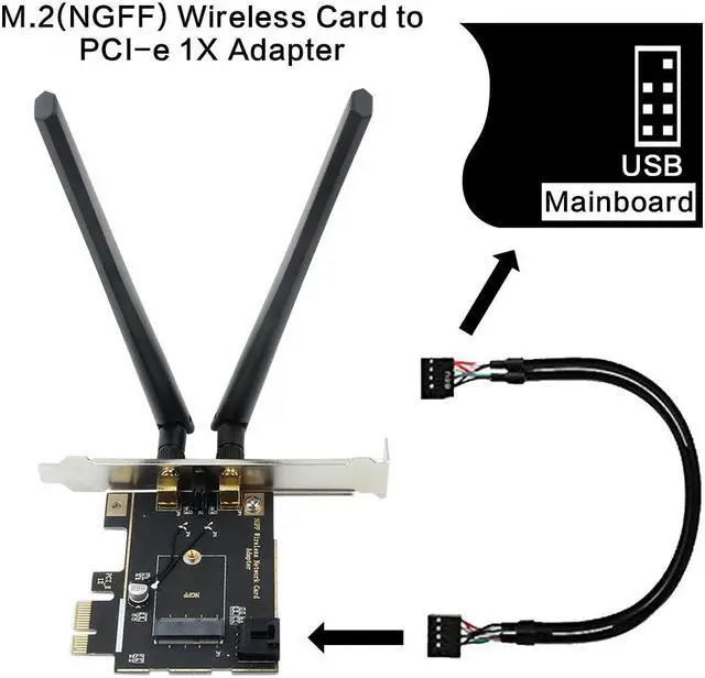 Alt view image 2 of 5 - Wireless Wifi PCI-E Adapter AX200 NGFF M.2 Wi-Fi Dual Band 2400Mbps Bluetooth 5.1 Card 802.11ac/ax Windows 10