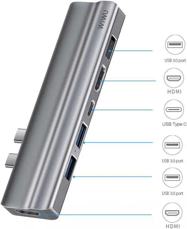 Alt view image 4 of 5 - USB Hub 3.0 to  Adapter for MacBook Pro Air Multi-function Dual Type C Hub for  Android Mole Phone USB C Hub