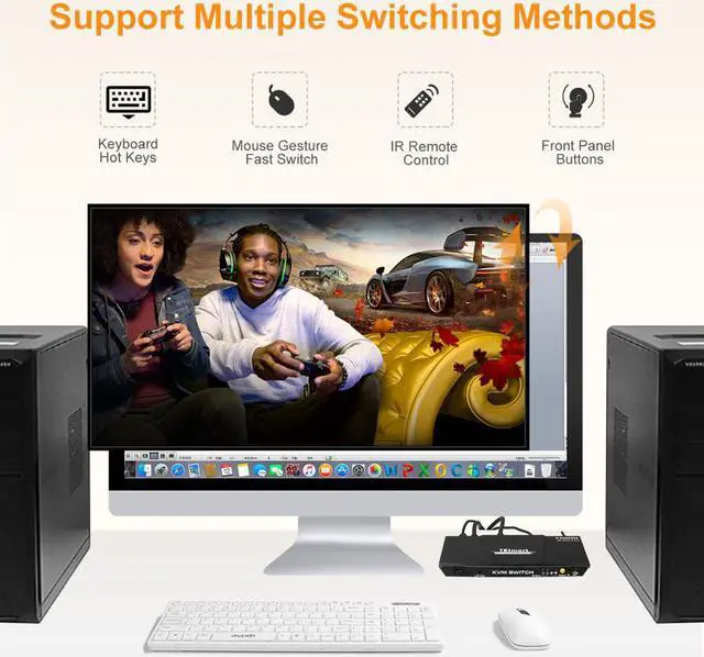Alt view image 3 of 5 - Te/Tesla 2x1 KVM switch 4k60hz KVM switch 2 port switch support 3840*2160/4K