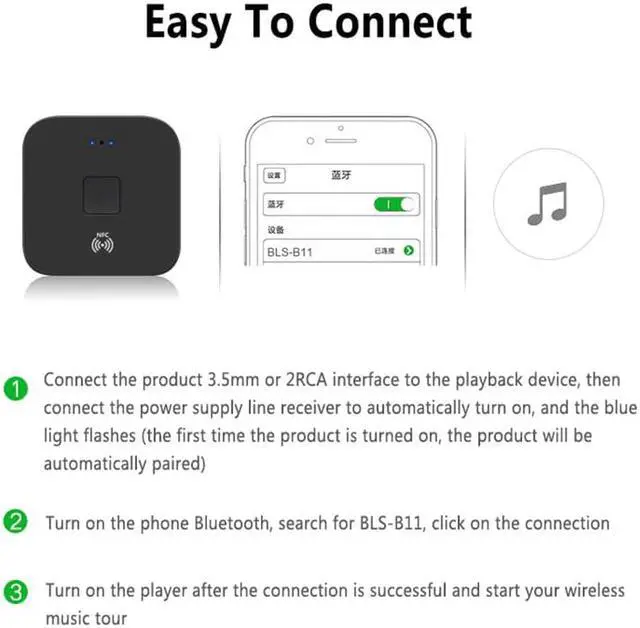 Alt view image 5 of 5 - Bluetooth 5.0 4.2 Audio Receiver For Car Computer Wire Speaker Home Stereo AptX LL RCA NFC 3.5mm Jack Aux Audio Adapter