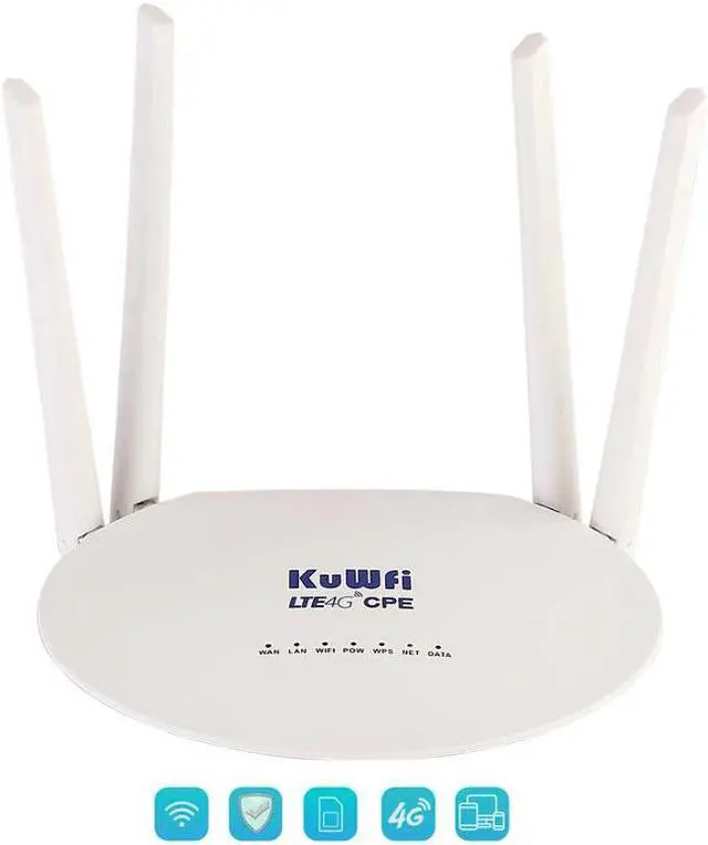 Alt view image 5 of 5 - 4G LTE Wifi Router 300Mbps 4G Plus Wifi CPE Unlock Mobile Hotspots FDD/TDD Global Broadband Sim with 4 External Antenna