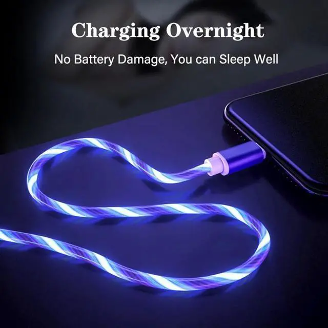 Alt view image 3 of 5 - Glow Flowing USB Cable Type C/Micro USB/8Pin Bright  Cable For  S10  Smart phone Charger Charging Wire Cord