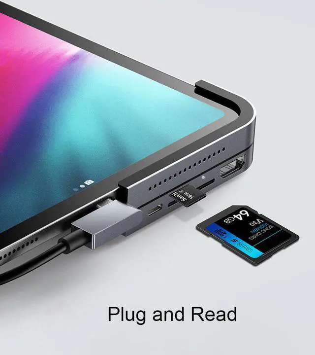 Alt view image 2 of 5 - C HUB to Multiport Adapter 3.0 Type-C HUB For iPad Pro Type C HUB For MacBook Pro Docking Station Multi 6 Ports