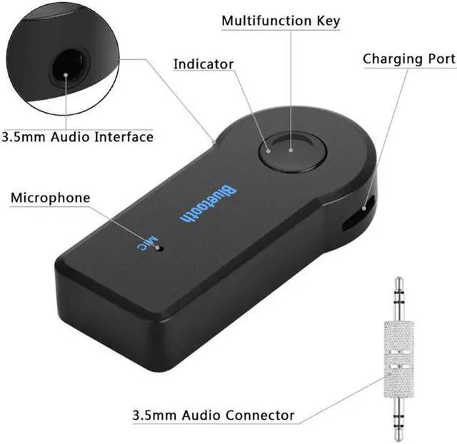Alt view image 5 of 5 - 3.5mm Jack Car AUX Bluetooth Receiver Hand- MIC Call Bluetooth Adapter 4.0 Car wireless Transmitter Auto Music Receivers