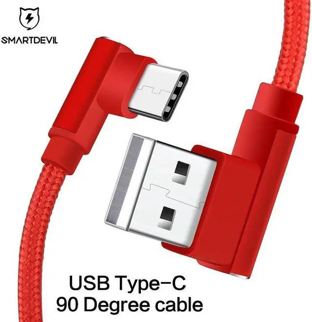 Main image of Fast Charging Cable For  S10 S9 USB Type C Android Phone Universal 90 Degree  Cord for  Nylon Cable