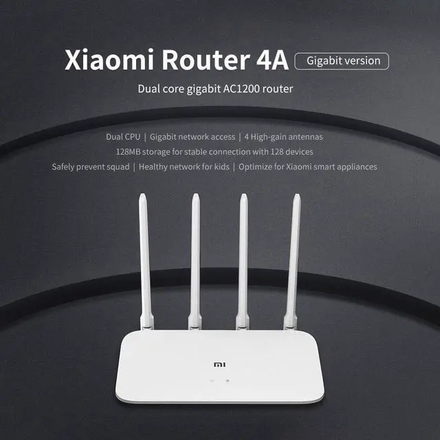 Alt view image 4 of 5 - Original  Mi Router 4A Gigabit Edition 100M 1000M 2.4GHz 5GHz WiFi ROM 16MB DDR3 64MB 128MB 4 Antennas Remote APP Control