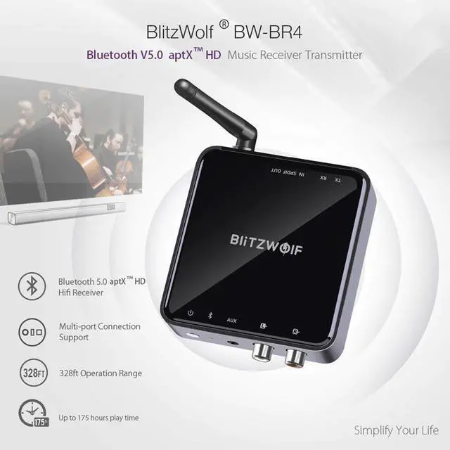 Main image of bluetooth V5.0 3.5mm Aux Wireless Receiver Transmitter Adapter Music Audio for TV Smartphone PC Computer Speakers Car