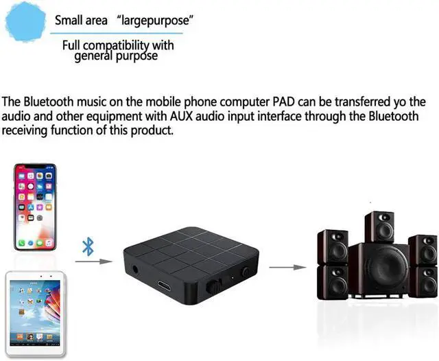 Alt view image 2 of 5 - 2-in-1 Bluetooth 5.0 Audio Transmitter Receiver TV Computer Speaker Car Adapter Stereo Wireless Audio 3.5mm AUX Jack RCA Adapter