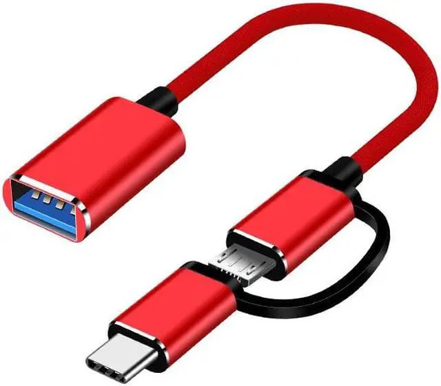 Alt view image 3 of 5 - 2 In1 USB OTG Adapter Cable Type-C Micro USB Converter Micro USB OTG Adapter for Smartphone Transfer Cable Line