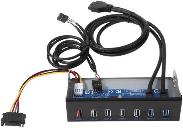 Main image of 7 Ports USB3.0 HUB 5Gbps CD-ROM Drive Bay Front Panel HUB 4 USB 2.0 + 2 USB3.0 19pin HUB Charging Expansion Bracket