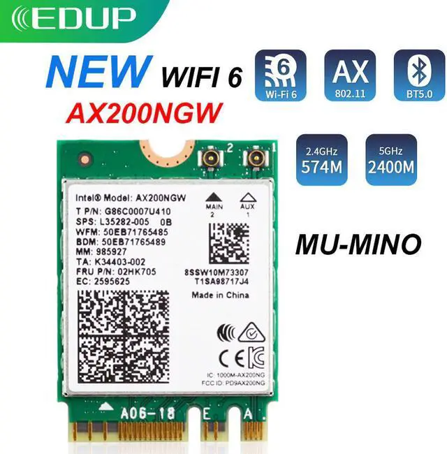 Main image of 2974Mbps WiFi 6  AX200 PCIE Network Card 2.4G/5Ghz 802.11ac/ax Dual Band Bluetooth 5.1 AX200NGW PCI-E Wifi Adapter