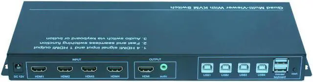 Alt view image 5 of 5 - quad multi-viewer,video fast seamless switcher,audio switcher,KVM switch,USB KVM switch via mouse and keyboard